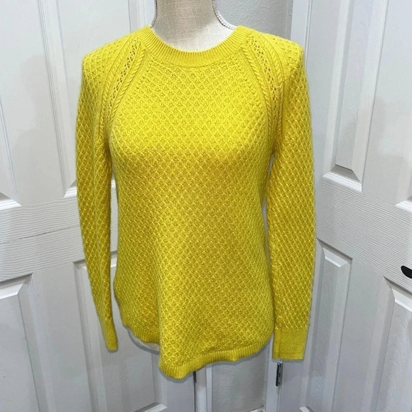 Loft Ann Taylor Spring , yellow, pullover, waffled knit sweater - Picture 4 of 8